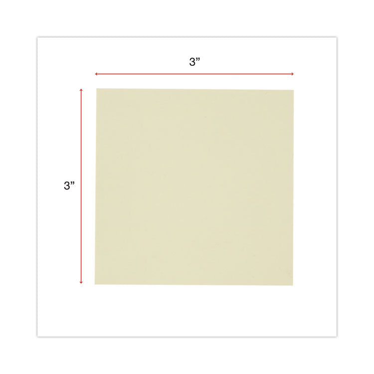 Universal® Recycled Self-Stick Note Pads, 3" x 3", Yellow, 100 Sheets/Pad, 18 Pads/Pack (UNV28068) Pack of 18