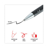 Universal™ Comfort Grip Gel Pen, Retractable, Medium 0.7 mm, Black Ink, Gray/Black/Silver Barrel, Dozen (UNV39720) 1 Dozen