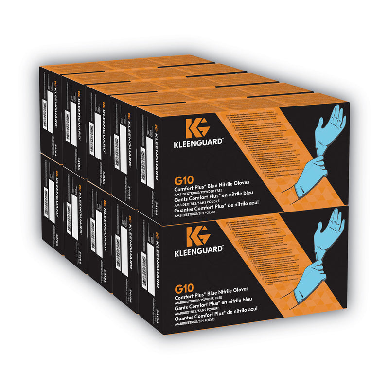 KleenGuard™ G10 Comfort Plus Blue Nitrile Gloves, Powder-Free, Small, 4 mil Thick, 9.5" Long, Light Blue, 100/Box (ANS54186) Each