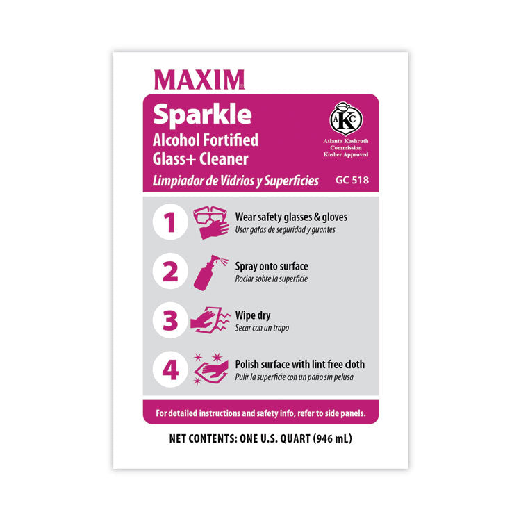 Maxim® RTU Sparkle Glass Cleaner, Safe-to-Ship, 32 oz Bottle, 6/Carton (MLB05180086) Case of 6