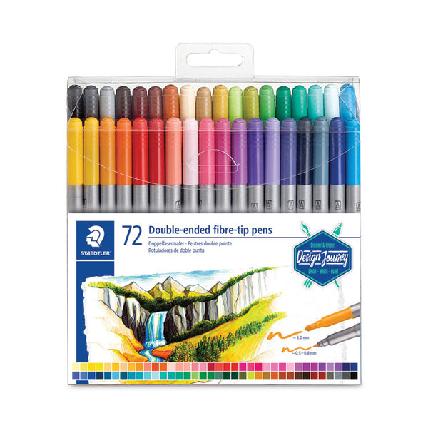 Staedtler® Double Ended Markers, Assorted Bullet Tips, Assorted Colors, 72/Pack (STD3200TB7202) Pack of 72