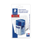 Staedtler® Handheld Manual Double-Hole Plastic Sharpener, 1.57 x 1.65 x 2.2, Blue/Silver, 6/Box (STD512001BK) Box of 6