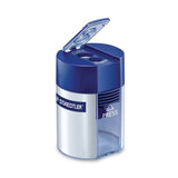 Staedtler® Handheld Manual Double-Hole Plastic Sharpener, 1.57 x 1.65 x 2.2, Blue/Silver, 6/Box (STD512001BK) Box of 6