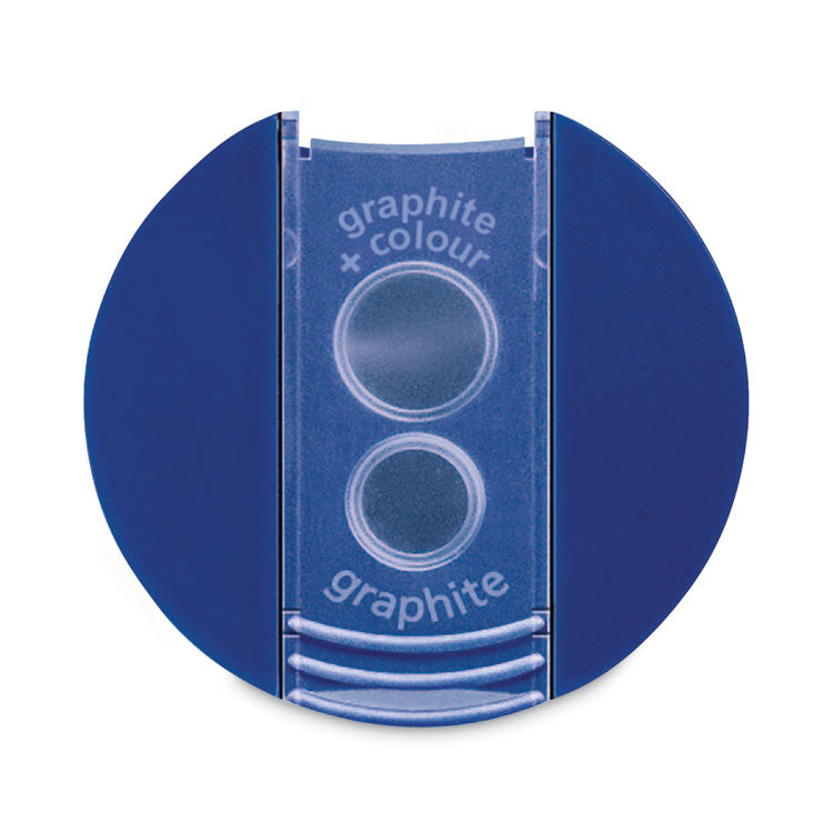 Staedtler® Handheld Manual Double-Hole Plastic Sharpener, 1.57 x 1.65 x 2.2, Blue/Silver, 6/Box (STD512001BK) Box of 6