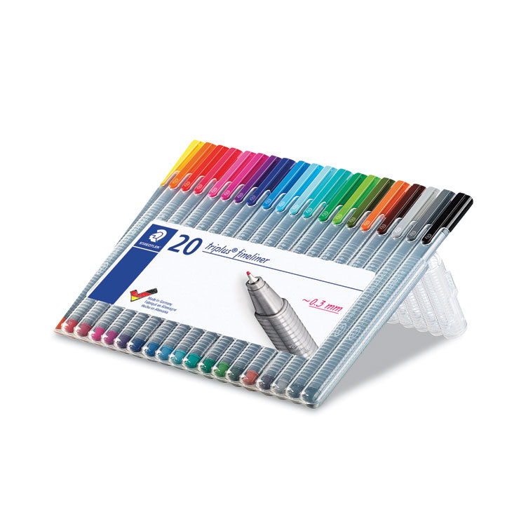 Staedtler® Triplus Fineliner Porous Point Pen, Stick, Extra-Fine 0.3 mm, Assorted Ink and Barrel Colors, 20/Pack (STD334SB20A6) Pack of 20