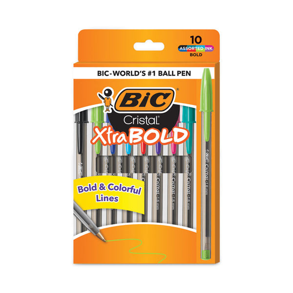 BIC® Cristal Xtra Bold Ballpoint Pen, Stick, Bold 1.6 mm, Assorted Ink and Barrel Colors, 24/Pack (BICMSBAPP241AST)