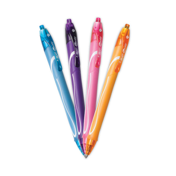 BIC® Gel-ocity Quick Dry Gel Pen, Retractable, Fine 0.7 mm, 12 Assorted Ink and Barrel Colors, Dozen (BICRGLCGA11AST)