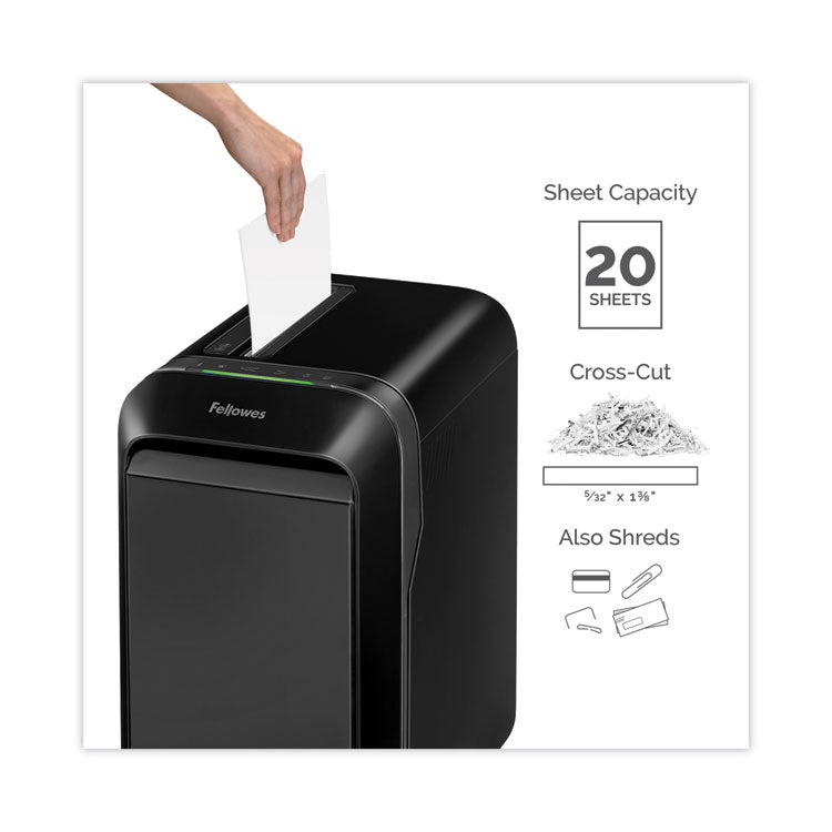 Fellowes® Powershred LX190 Cross-Cut Shredder, 20 Manual Sheet Capacity (FEL5501701)