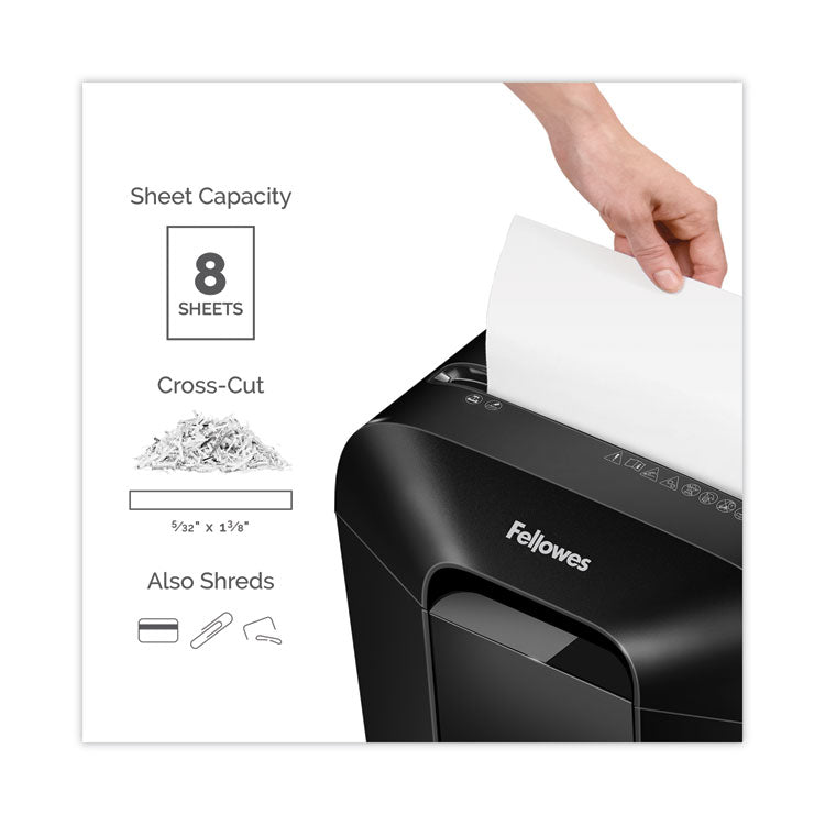 Fellowes® Powershred LX45 Cross-Cut Shredder, 8 Manual Sheet Capacity (FEL4400201)