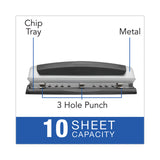 Swingline® 10-Sheet Precision Pro Desktop Two- to Three-Hole Punch, 9/32" Holes (SWI74037)