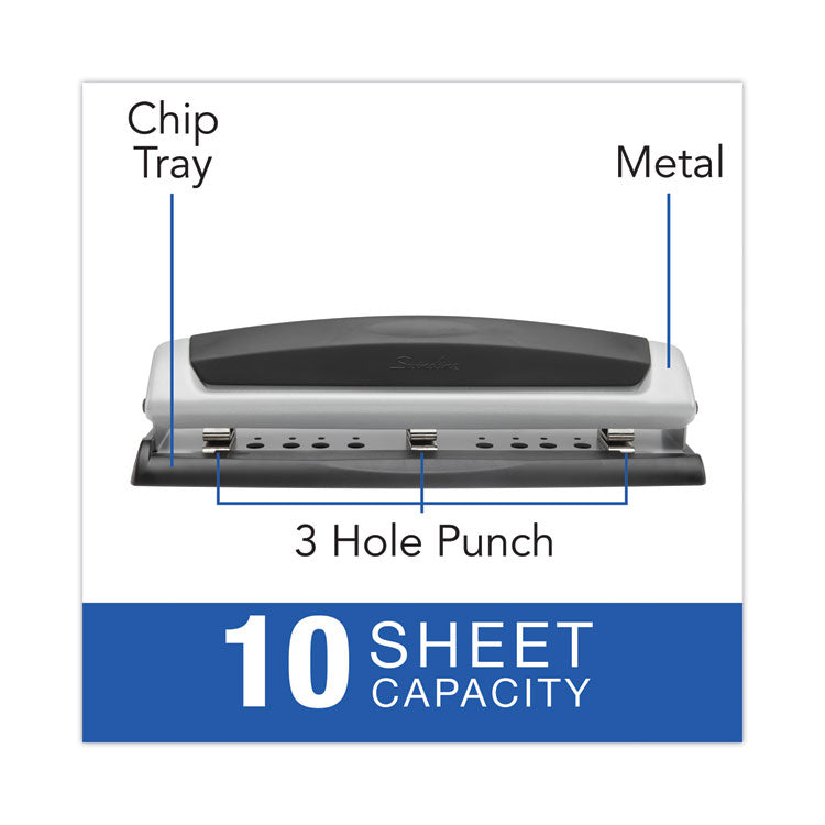 Swingline® 10-Sheet Precision Pro Desktop Two- to Three-Hole Punch, 9/32" Holes (SWI74037) Each