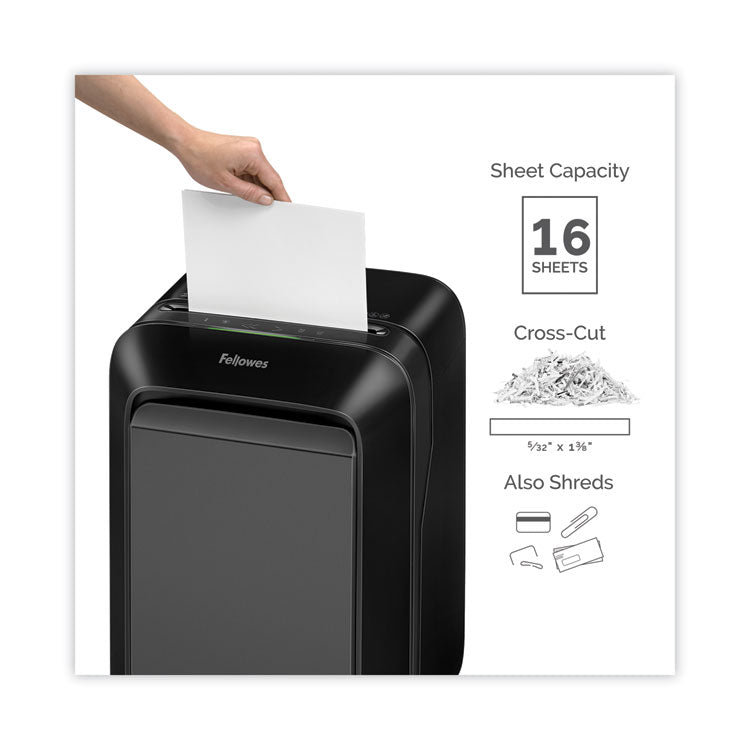 Fellowes® Powershred LX180 Cross-Cut Shredder, 16 Manual Sheet Capacity (FEL5501601)