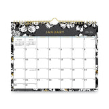 Baccara Dark Wall Calendar, Floral Artwork, 11 x 8.75, White/Black/Gold Sheets, 12-Month (Jan to Dec): 2025 (BLS116052) Each