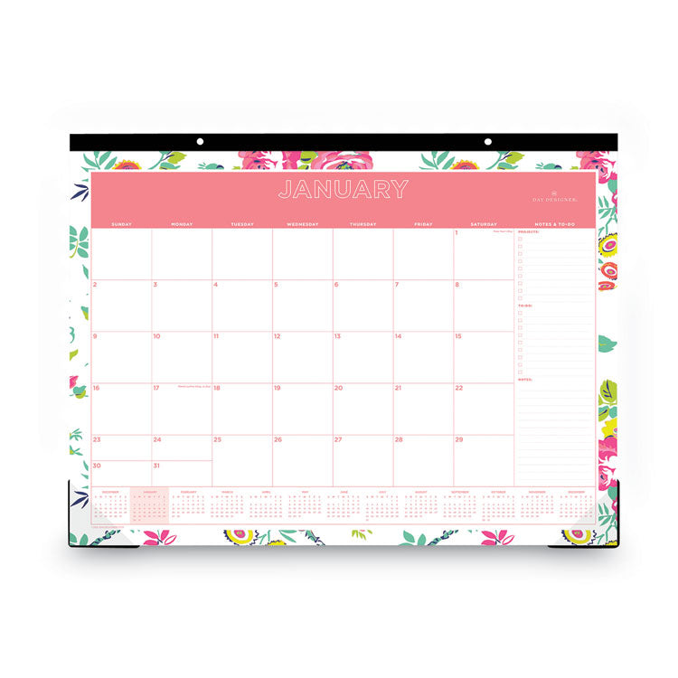 Blue Sky® Day Designer Peyton Desk Pad Calendar, Floral Artwork, 22 x 17, Black Binding, Clear Corners, 12-Month (Jan to Dec): 2026 (BLS103631) Each