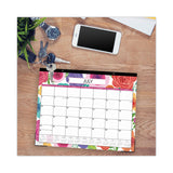 Mahalo Academic Desk Pad, Floral Artwork, 22 x 17, Black Binding, Clear Corners, 12-Month (July to June): 2024 to 2025 (BLS100157) Each