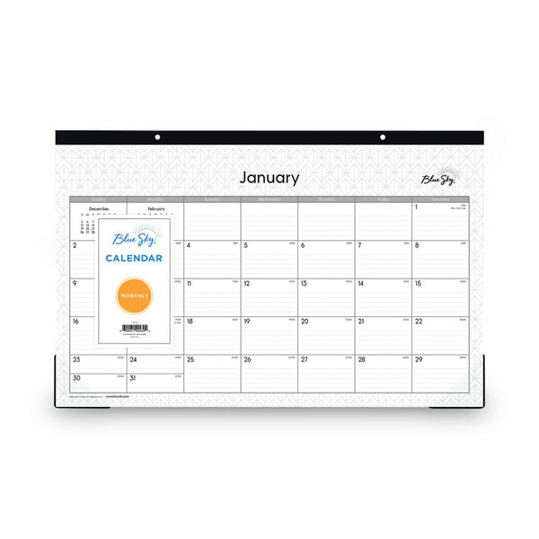 Enterprise Desk Pad, Geometric Artwork, 17 x 11, White/Gray Sheets, Black Binding, Clear Corners, 12-Month (Jan to Dec): 2025 (BLS111293) Each