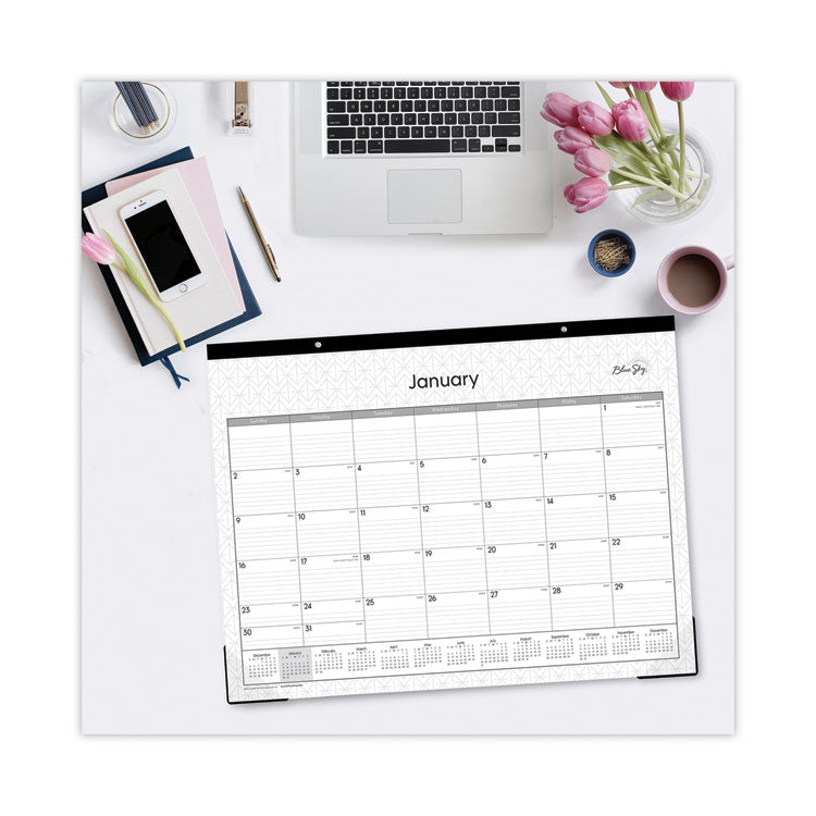 Enterprise Desk Pad, Geometric Artwork, 22 x 17, White/Gray Sheets, Black Binding, Clear Corners, 12-Month (Jan to Dec): 2025 (BLS111294) Each