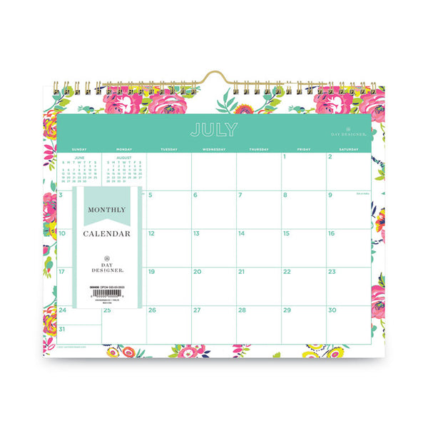 Day Designer Peyton Academic Wall Calendar, Floral Artwork, 11 x 8.75, White Sheets, 12-Month (July to June): 2024 to 2025 (BLS107936) Each