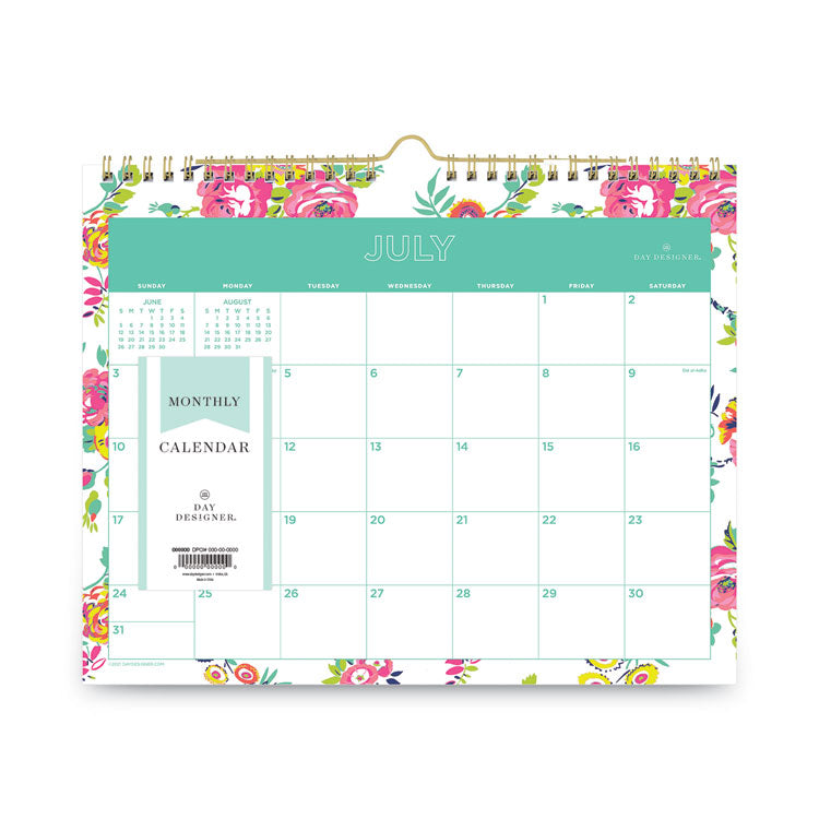 Day Designer Peyton Academic Wall Calendar, Floral Artwork, 11 x 8.75, White Sheets, 12-Month (July to June): 2024 to 2025 (BLS107936) Each