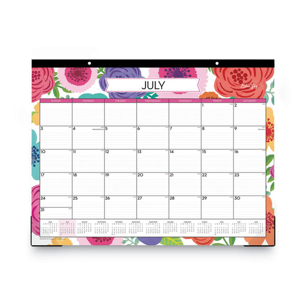 Mahalo Academic Desk Pad, Floral Artwork, 22 x 17, Black Binding, Clear Corners, 12-Month (July to June): 2024 to 2025 (BLS100157) Each