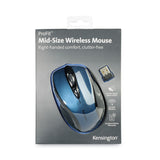 Kensington® Pro Fit Mid-Size Wireless Mouse, 2.4 GHz Frequency/30 ft Wireless Range, Right Hand Use, Sapphire Blue (KMW72421) Each