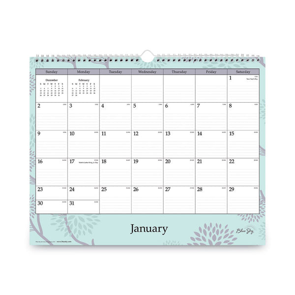 Rue Du Flore Wall Calendar, Floral Artwork, 12 x 15, White/Jade/Lavender Sheets, 12-Month (Jan to Dec): 2025 (BLS101611) Each