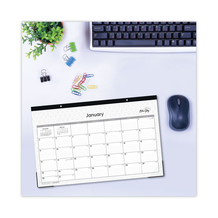 Enterprise Desk Pad, Geometric Artwork, 17 x 11, White/Gray Sheets, Black Binding, Clear Corners, 12-Month (Jan to Dec): 2025 (BLS111293) Each