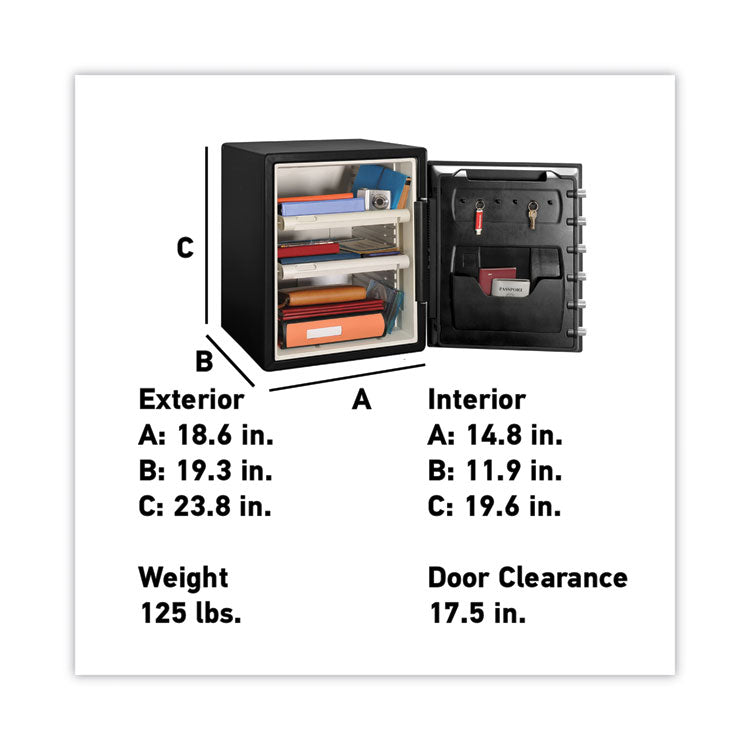 Sentry® Safe Fire-Safe with Digital Keypad Access, 2 cu ft, 18.67w x 19.38d x 23.88h, Black (SENSFW205EVB) Each