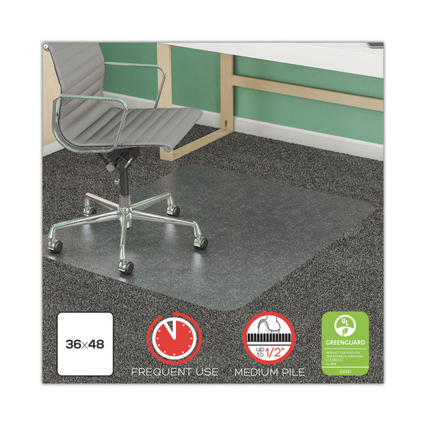 deflecto® SuperMat Frequent Use Chair Mat for Medium Pile Carpet, 36 x 48, Rectangular, Clear (DEFCM14142)