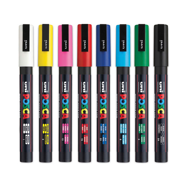 POSCA™ Permanent Specialty Marker, Fine Bullet Tip, Assorted Colors, 8/Pack (UBCPC3M8C) Pack of 8