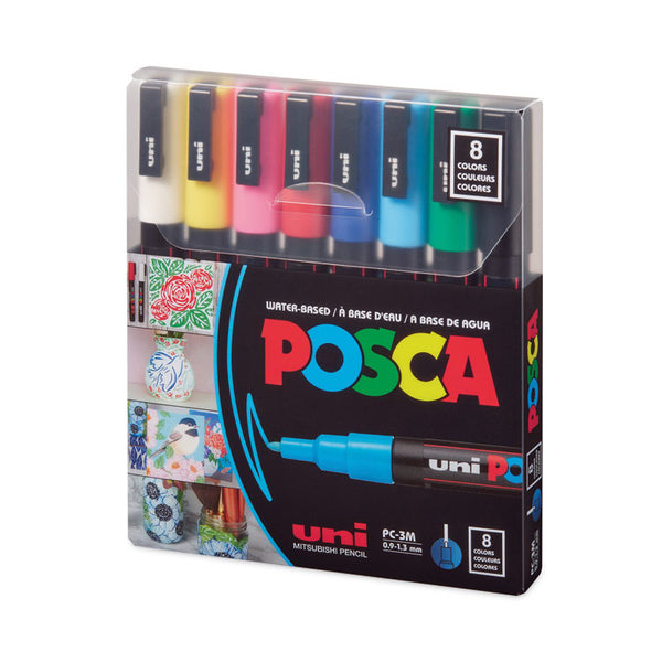 POSCA™ Permanent Specialty Marker, Fine Bullet Tip, Assorted Colors, 8/Pack (UBCPC3M8C) Pack of 8