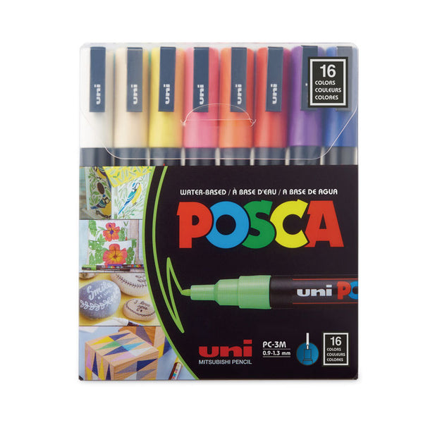 POSCA™ Permanent Specialty Marker, Fine Bullet Tip, Assorted Colors,16/Pack (UBCPC3M16C) Pack of 16
