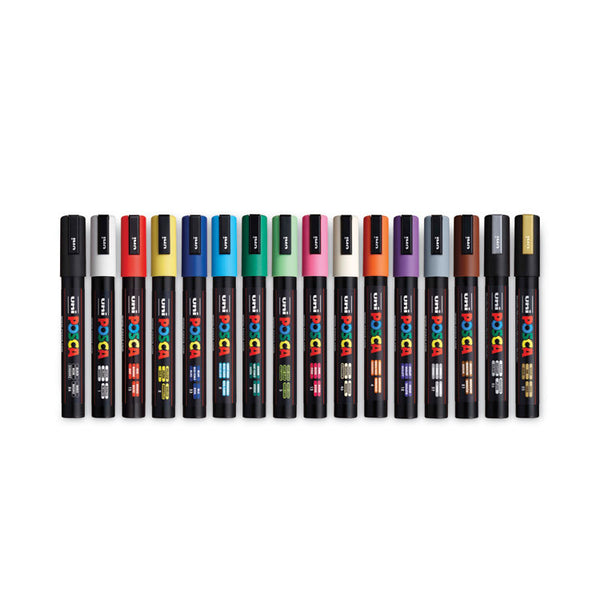POSCA™ Permanent Specialty Marker, Medium Bullet Tip, Assorted Colors, 16/Pack (UBCPC5M16C) Pack of 16