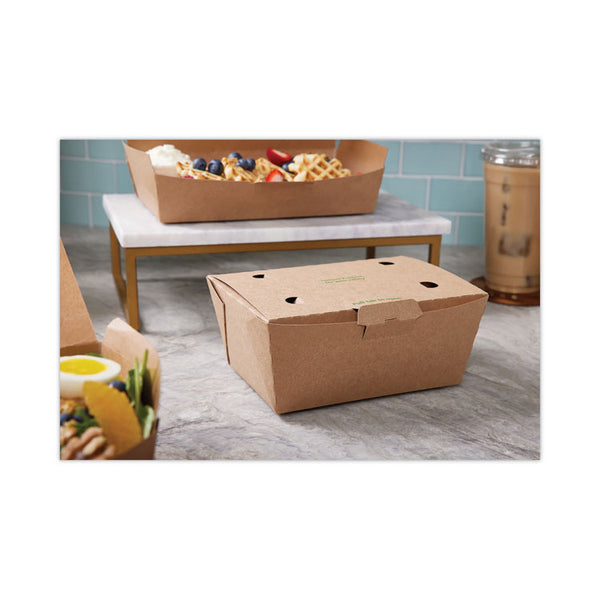 Pactiv Evergreen EarthChoice Tamper Evident OneBox Paper Box, 6.54 x 4.5 x 3.25, Kraft, 160/Carton (PCTNOB03KECTE) Case of 160