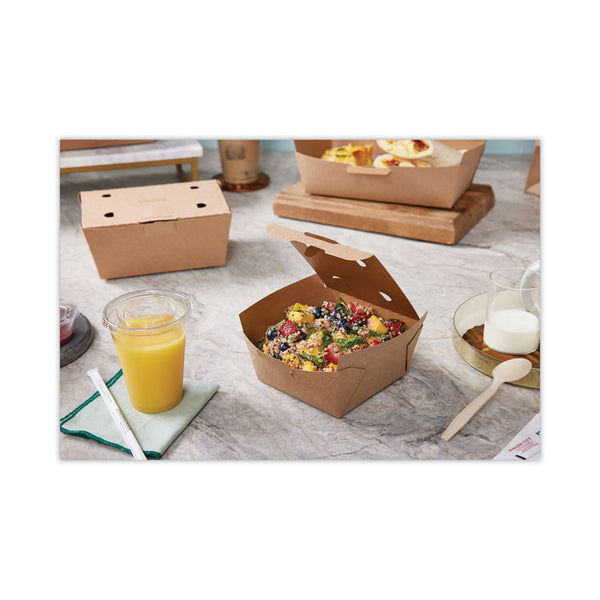 Pactiv Evergreen EarthChoice Tamper Evident OneBox Paper Box, 4.5 x 4.5 x 2.5, Kraft, 312/Carton (PCTNOB01KECTE) Case of 312