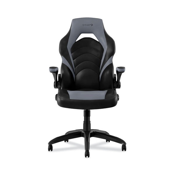 Emerge™ Vortex Bonded Leather Gaming Chair, Supports Up to 301 lbs, 17.9" to 21.6" Seat Height, Gray/Black Back, Black Base (EEM58224CC) Each