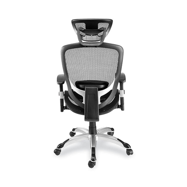 Union & Scale™ FlexFit Hyken Mesh Task Chair, Supports Up to 300 lbs, 17.24" to 20.98" Seat Height, Black Seat, Black Back.Silver Base (UOS59460VCC)