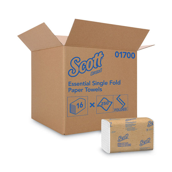 Scott® Essential Single-Fold Towels, Absorbency Pockets, 9.3 x 10.5, 250/Pack, 16 Packs/Carton (KCC01700) Case of 4000