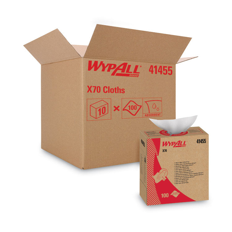 WypAll® X70 Cloths, POP-UP Box, 9.13 x 16.8, White, 100/Box, 10 Boxes/Carton (KCC41455)