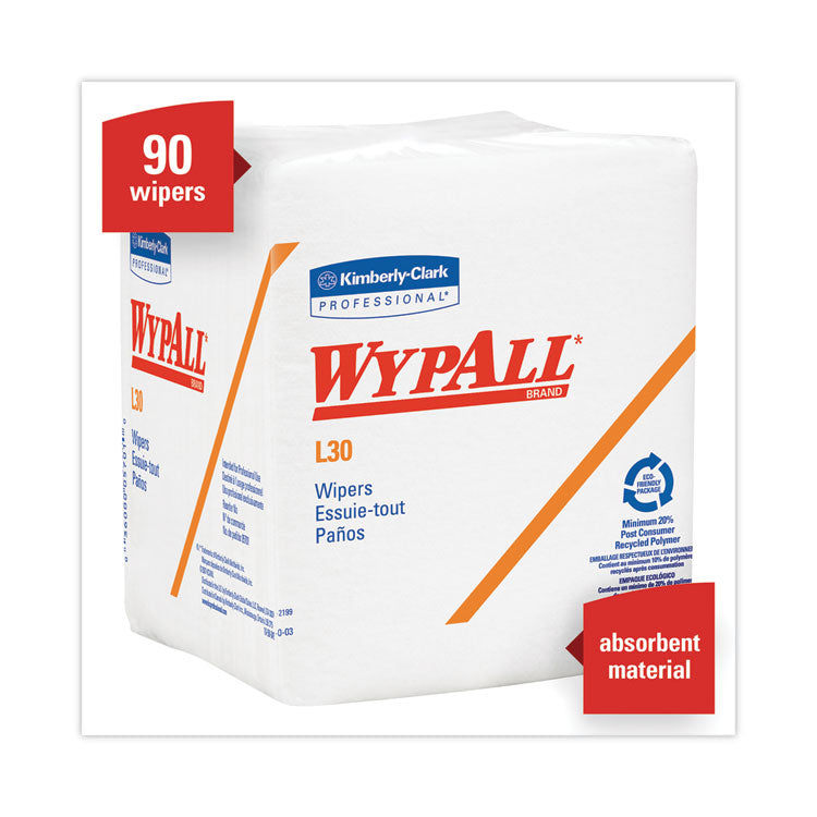 WypAll® L30 Towels, Quarter Fold, 12.5 x 12, 90/Polypack, 12 Polypacks/Carton (KCC05812)