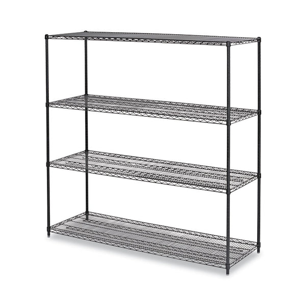 Alera® BA Plus Wire Shelving Kit, Four-Shelf, 72w x 24d x 72h, Black Anthracite Plus (ALESW207224BA)