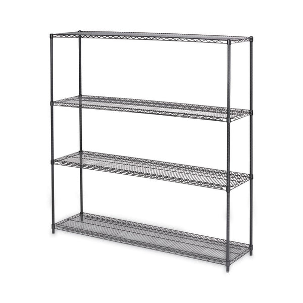 Alera® BA Plus Wire Shelving Kit, Four-Shelf, 72w x 18d x 72h, Black Anthracite Plus (ALESW207218BA)