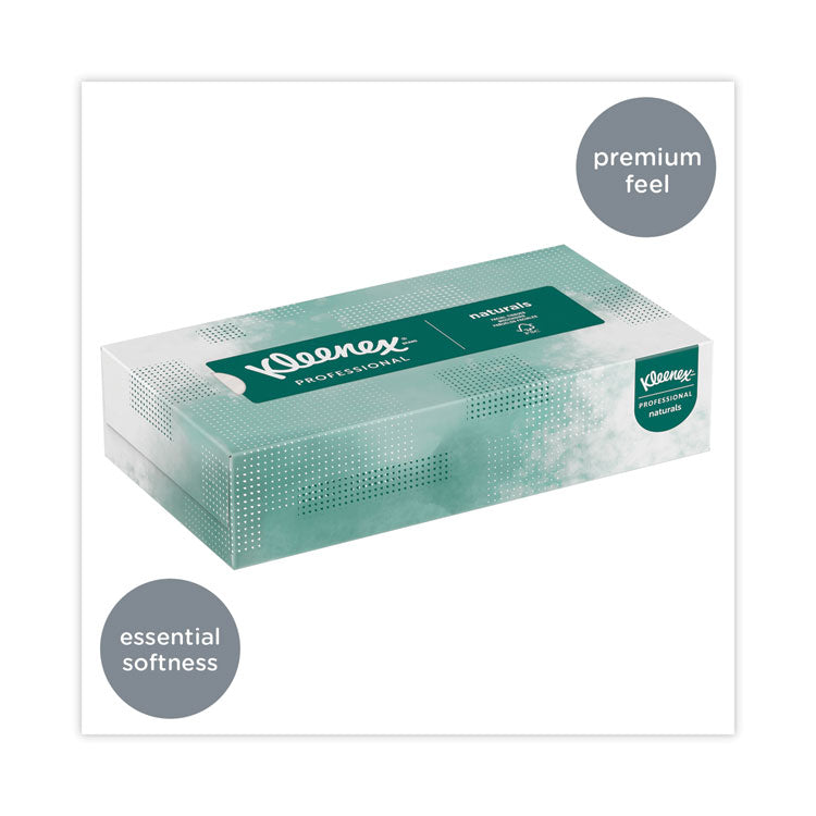 Kleenex® Naturals Facial Tissue for Business, Flat Box, 2-Ply, White, 125 Sheets/Box, 48 Boxes/Carton (KCC21601) Case of 48