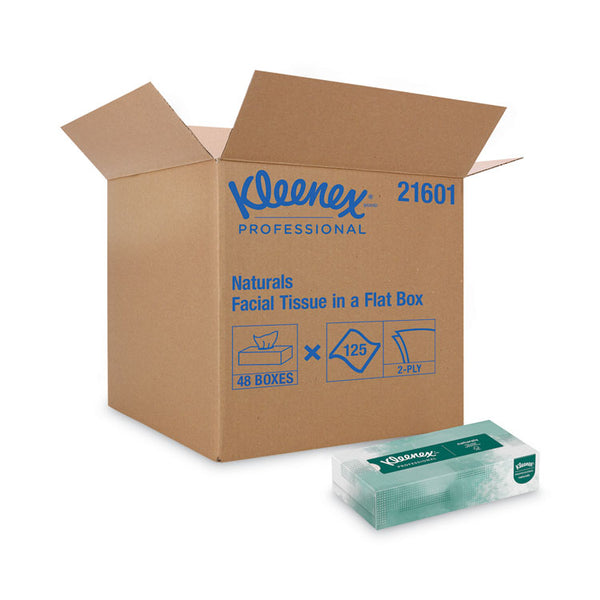 Kleenex® Naturals Facial Tissue for Business, Flat Box, 2-Ply, White, 125 Sheets/Box, 48 Boxes/Carton (KCC21601)