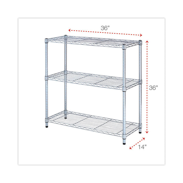 Alera® Residential Wire Shelving, Three-Shelf, 36w x 14d x 36h, Silver (ALESW833614SR)