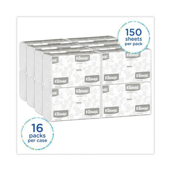Kleenex® C-Fold Paper Towels, 1-Ply, 10.13 x 13.15, White, 150/Pack, 16 Packs/Carton (KCC01500)