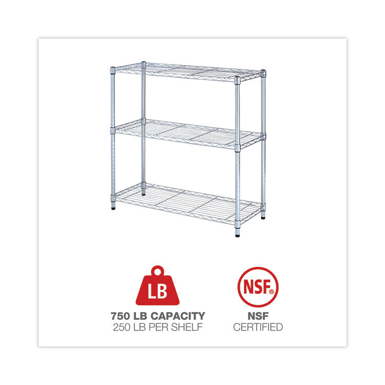 Alera® Residential Wire Shelving, Three-Shelf, 36w x 14d x 36h, Silver (ALESW833614SR)