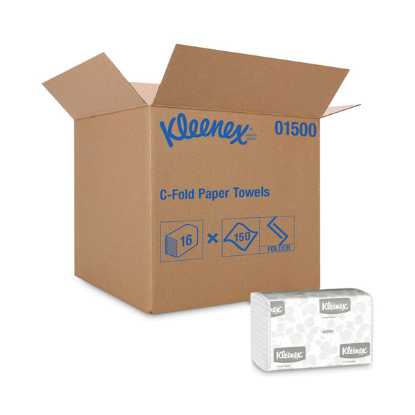 Kleenex® C-Fold Paper Towels, 1-Ply, 10.13 x 13.15, White, 150/Pack, 16 Packs/Carton (KCC01500)