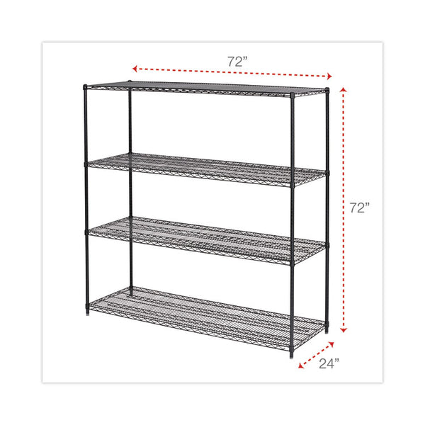 Alera® BA Plus Wire Shelving Kit, Four-Shelf, 72w x 24d x 72h, Black Anthracite Plus (ALESW207224BA)