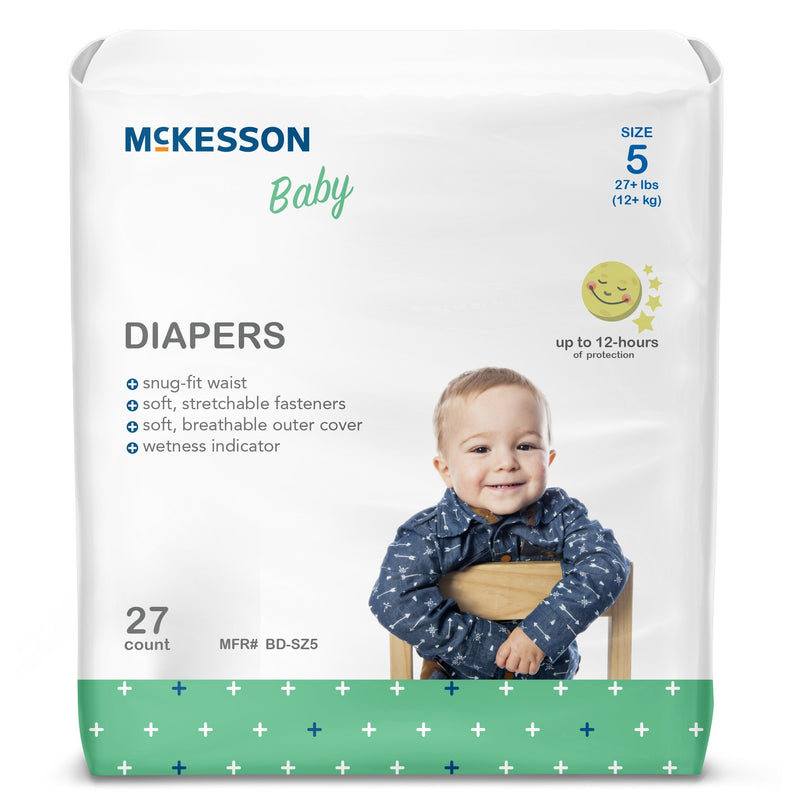 McKesson Unisex Baby Diaper Size 5 Disposable Heavy Absorbency (1144478_BG) 1/BG